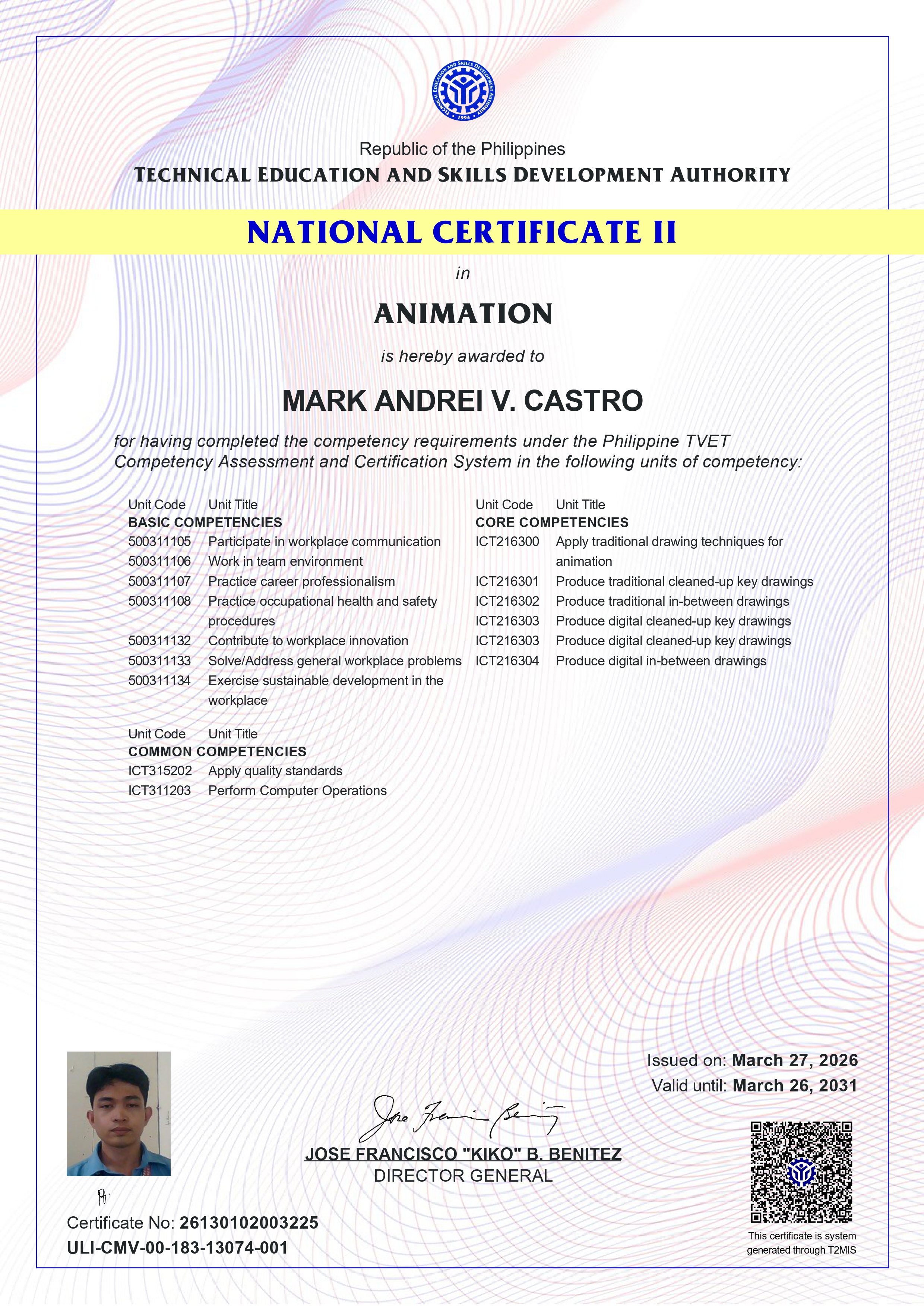 National Certificate 2 Animation